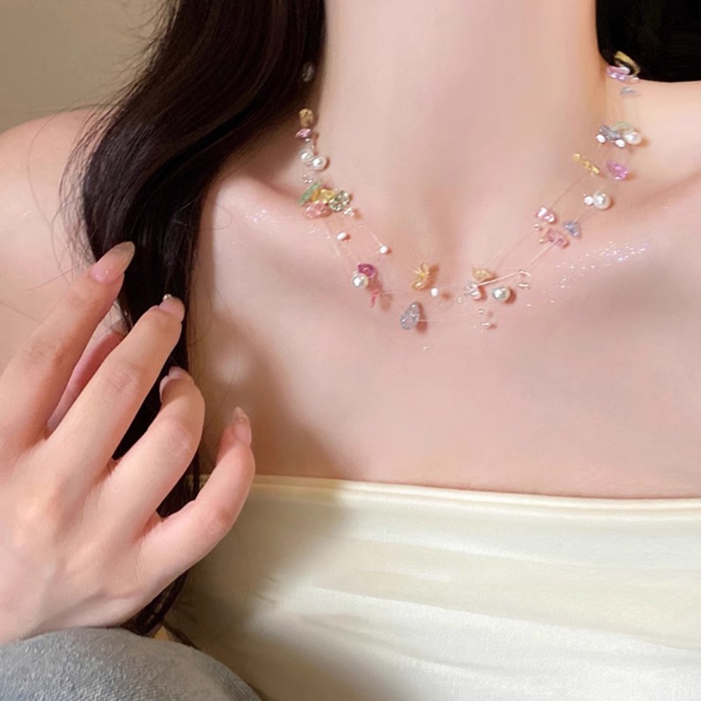 カラフルなヒトデシェルパールチョーカーネックレス女性ガールズ - Layered Pendant Necklace Aesthetic のレビューと価格