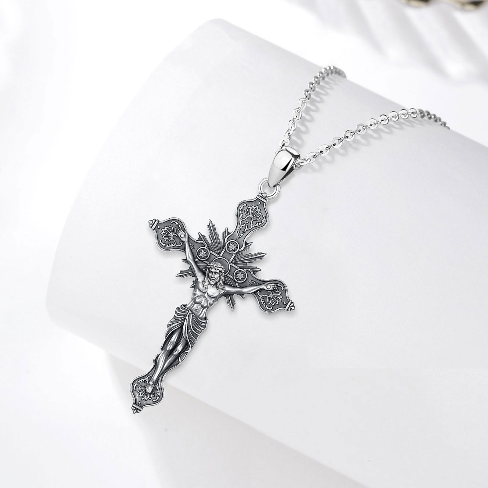 ユドーラ新しい十字架クロスネックレス 925 スターリングシ - 925 Sterling Silver Chain Necklace Men のレビューと価格