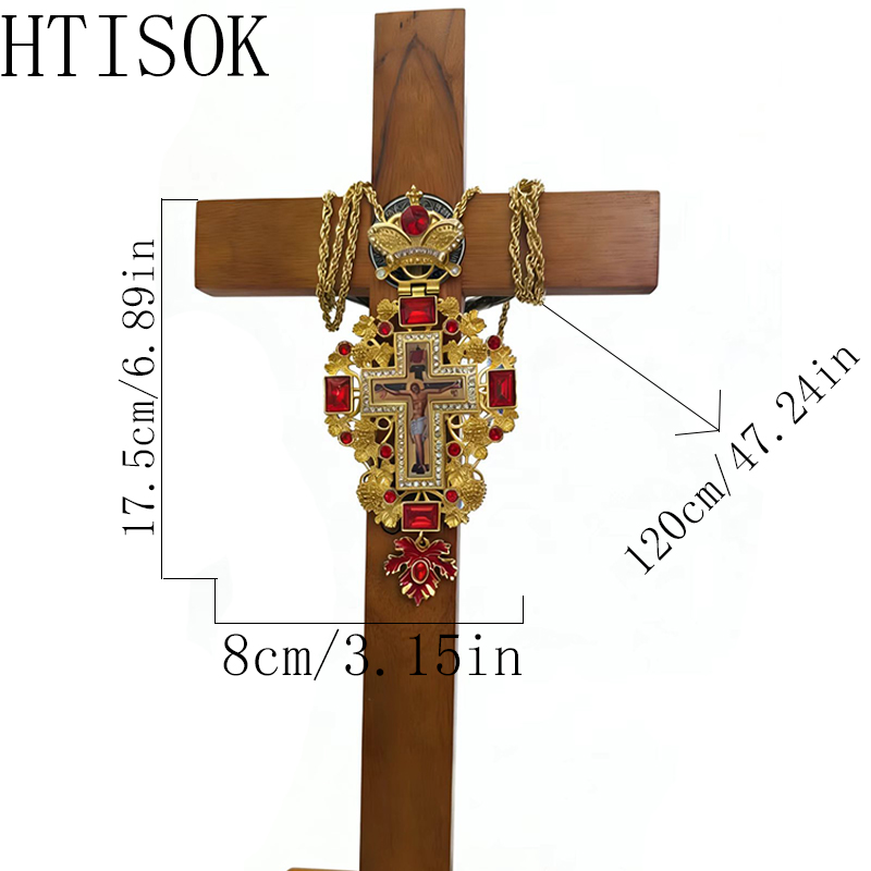 新しいプレミアムレッドジュエルゴールド正教会聖職者用十字架ネ - Cross Pendant Necklace Gold のレビューと価格