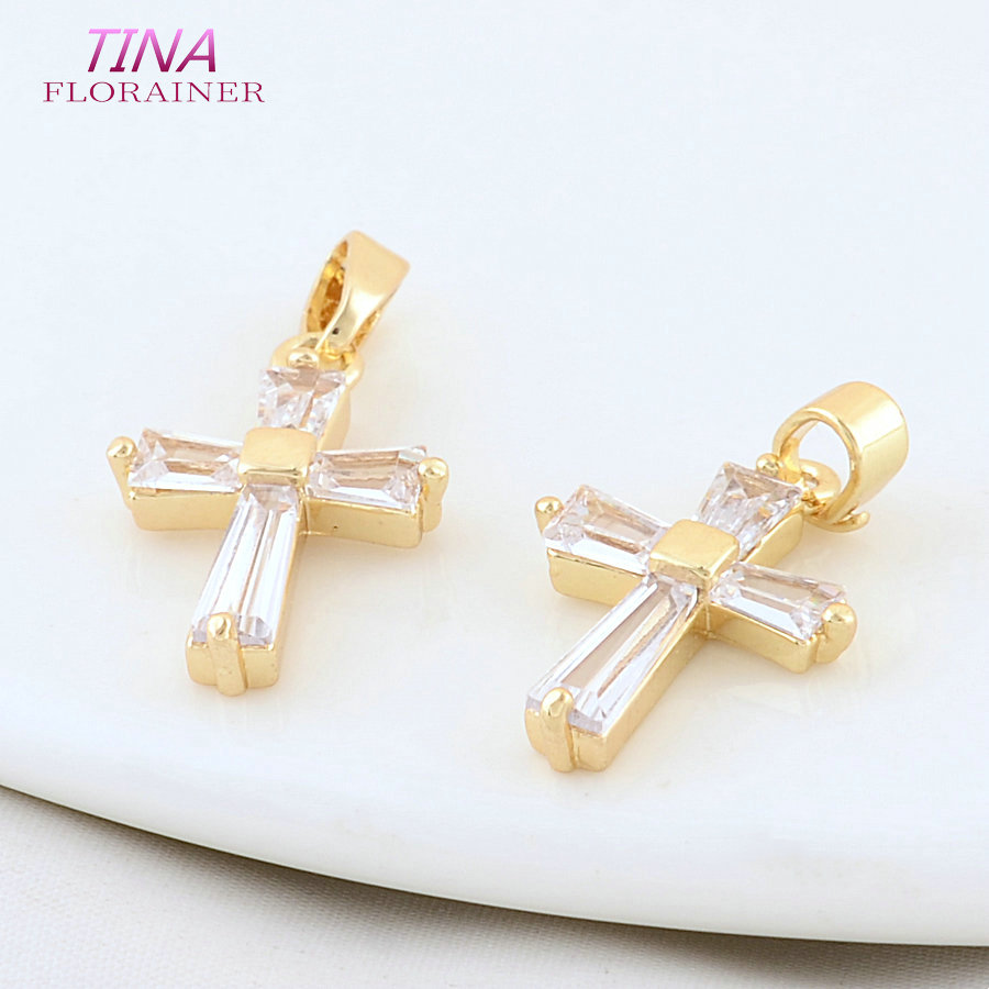 6 個 12*18 ミリメートル 14 K ゴールドカラー真 - Cross Pendant Necklace Gold のレビューと価格