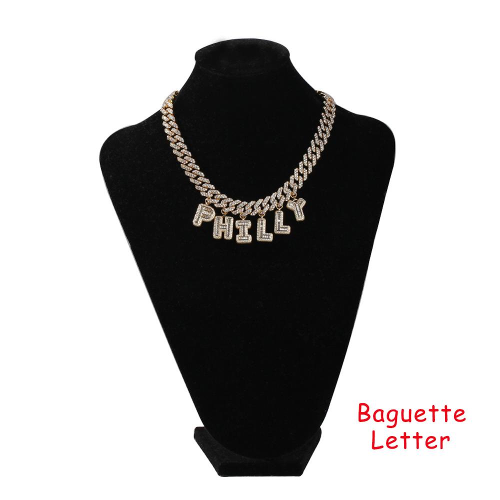 Baguettecz-男性と女性のためのレターネックレスとブ - Cuban Link Chain 12Mm のレビューと価格