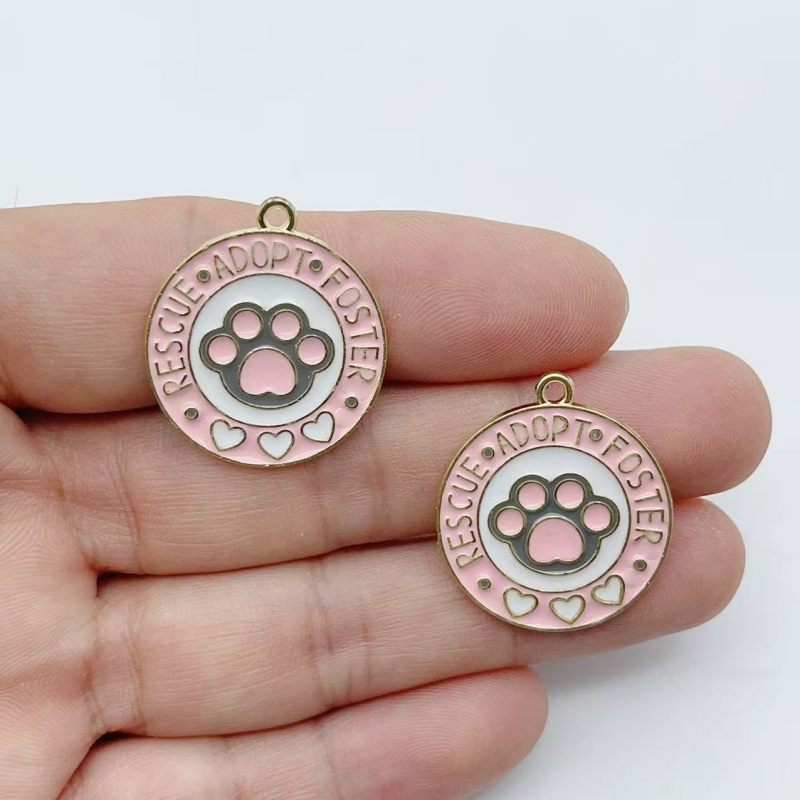 10個入り漫画猫の足跡ハート型エナメル合金チャーム、混合パタ - Earrings のレビューと価格