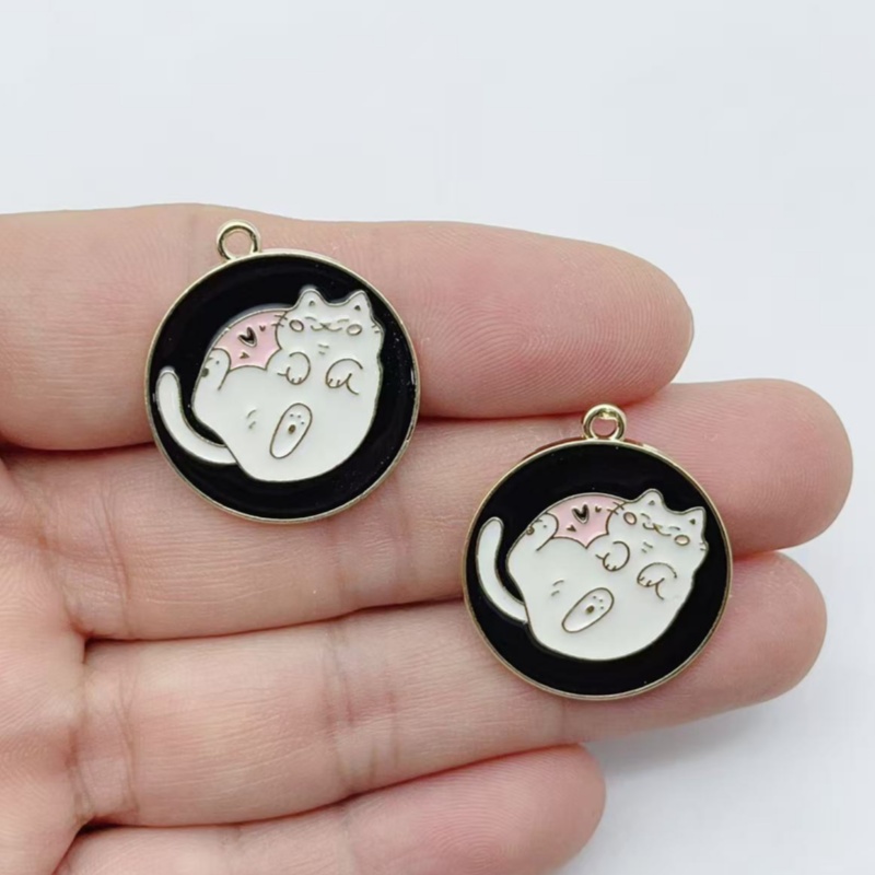 10個入り漫画猫の足跡ハート型エナメル合金チャーム、混合パタ - Earrings のレビューと価格