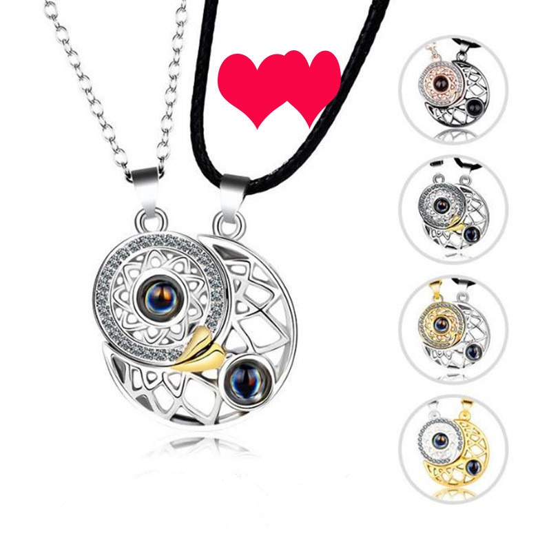 1 ペア磁気カップルマッチングネックレス女性男性 100 言 - Magnetic Couple Matching Necklaces のレビューと価格