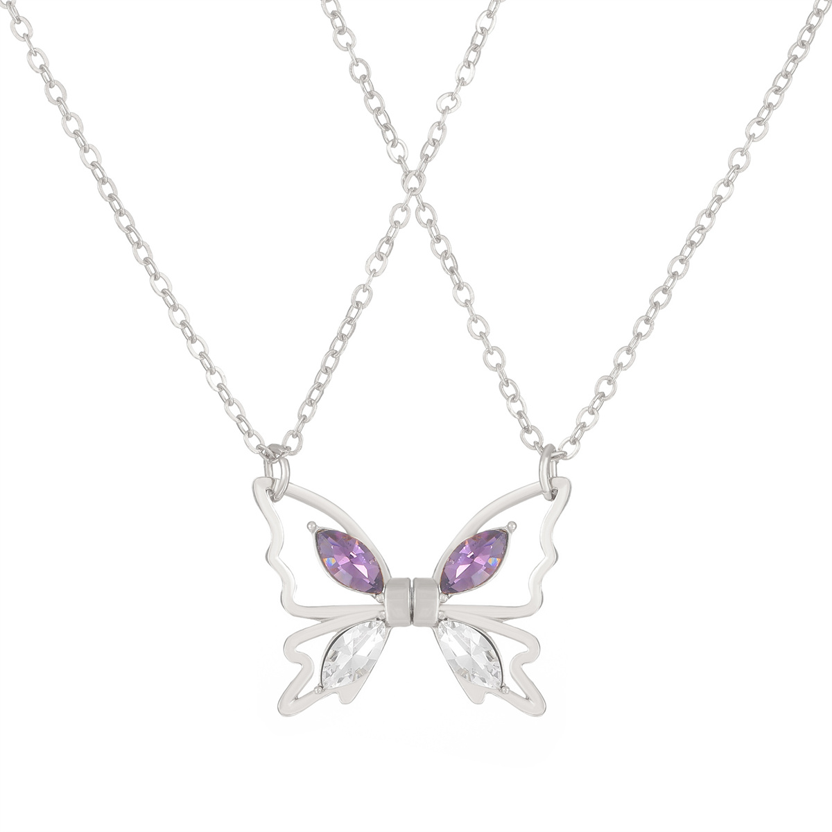 恋人同士のBFF磁気バタフライネックレス、細いチェーンのマッ - Magnetic Couple Matching Necklaces のレビューと価格