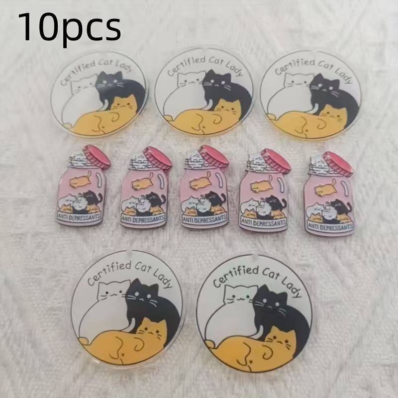 10個のアクリル製のかわいい猫ペンダント、DIYジュエリー作 - Earrings のレビューと価格