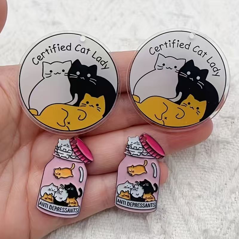 10個のアクリル製のかわいい猫ペンダント、DIYジュエリー作 - Earrings のレビューと価格