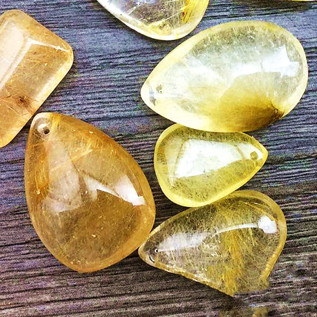 ゴールドルチルクォーツクリスタルペンダント天然石ネックレス男 - Crystal Pendant Necklace Natural Stone のレビューと価格