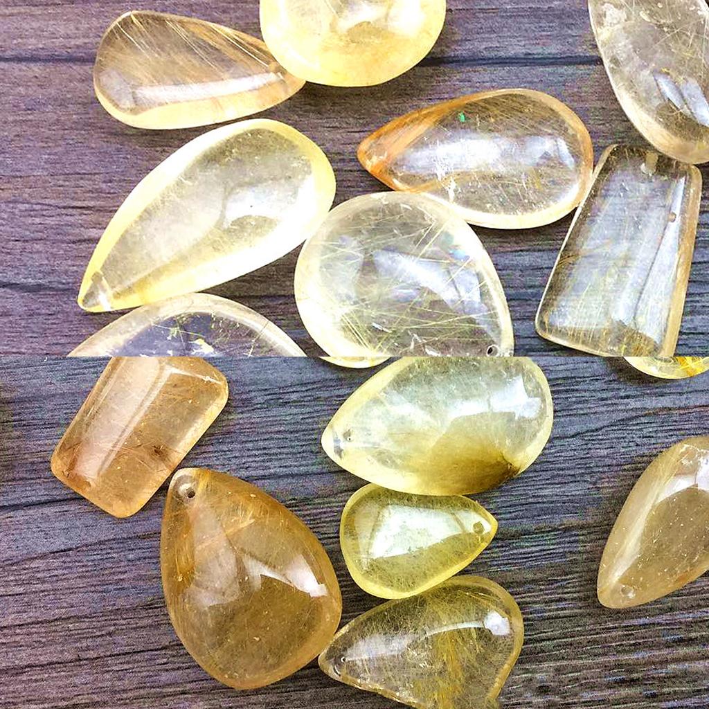 ゴールドルチルクォーツクリスタルペンダント天然石ネックレス男 - Crystal Pendant Necklace Natural Stone のレビューと価格