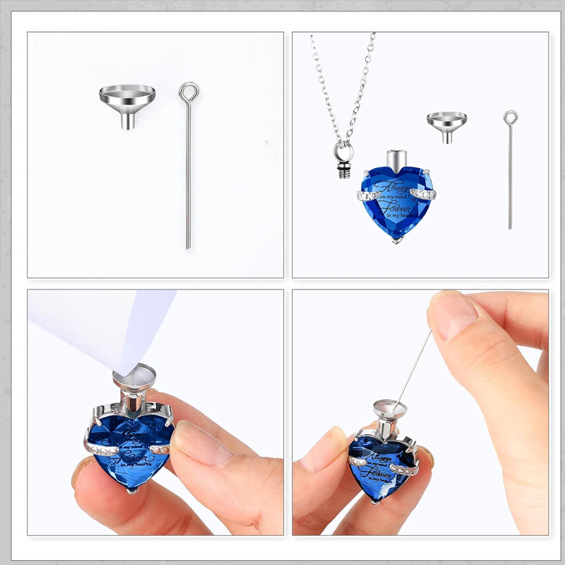 遺灰用ネックレス、3種類のスタイル、火葬記念品ネックレス、愛 - Heart Locket Necklace Photo のレビューと価格