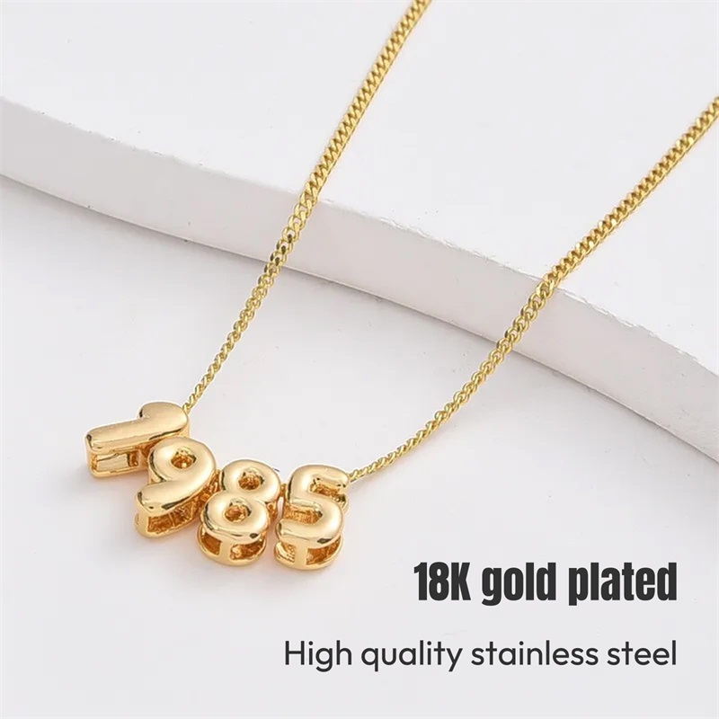 パーソナライズ3Dバブルレターネックレス カスタムネームネッ - Initial Letter Necklace 18K Gold のレビューと価格