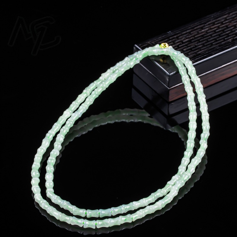新しい本物の天然良質な翡翠竹のブレスレットネックレス、彫刻チ - Bracelets のレビューと価格