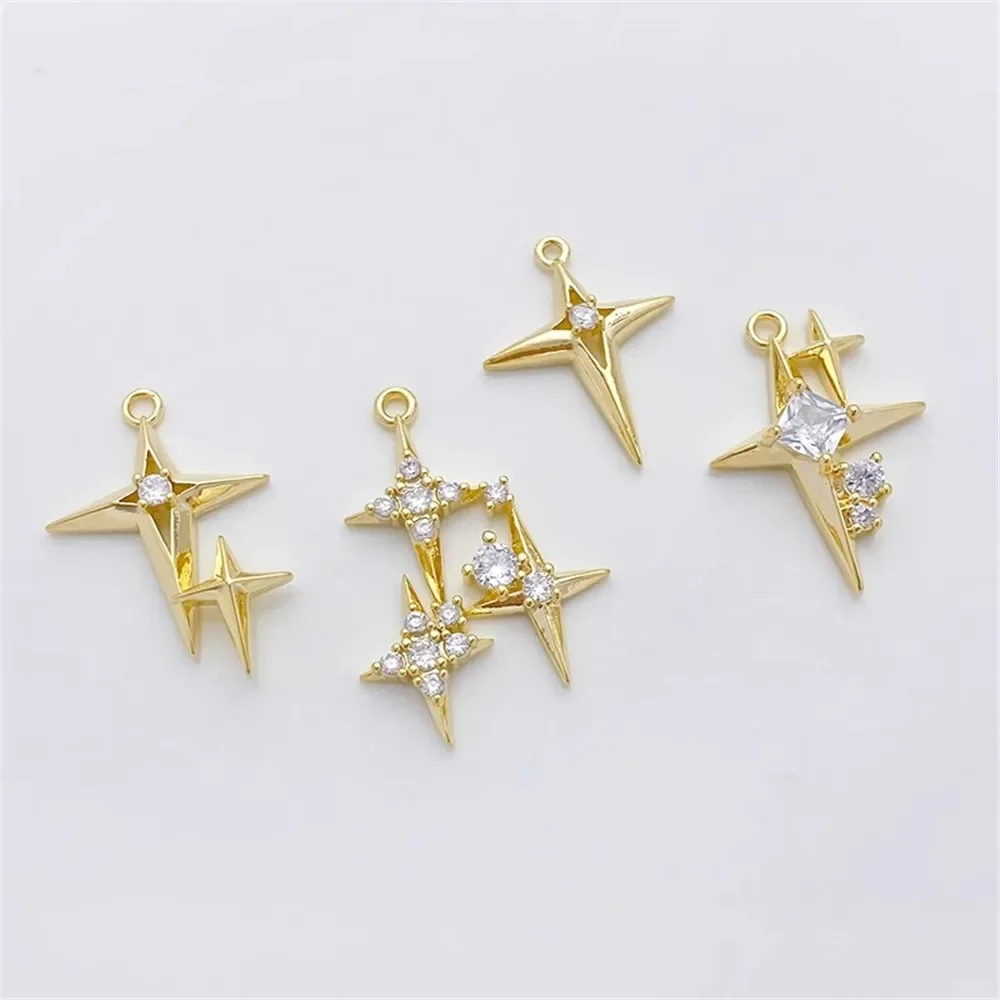 14K ゴールドメッキ マイクロ象嵌ジルコン クロス スター - Cross Pendant Necklace Gold のレビューと価格
