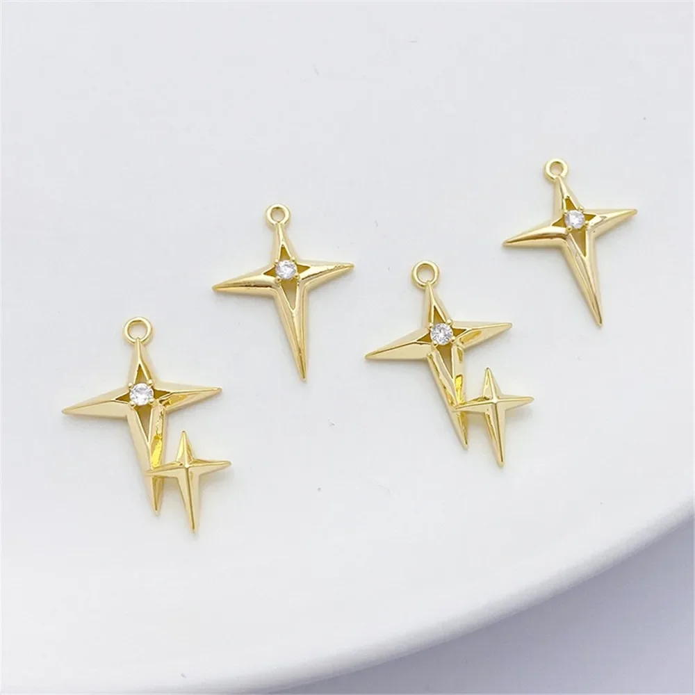 14K ゴールドメッキ マイクロ象嵌ジルコン クロス スター - Cross Pendant Necklace Gold のレビューと価格