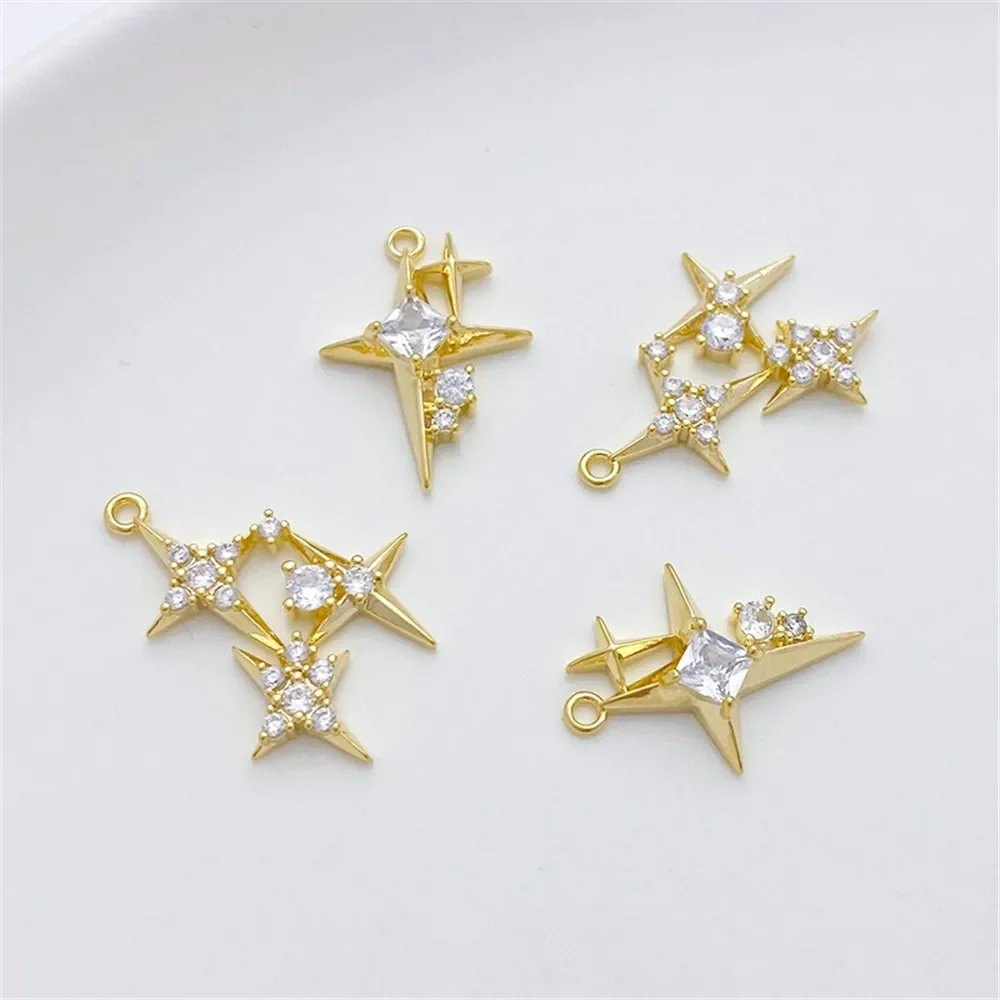 14K ゴールドメッキ マイクロ象嵌ジルコン クロス スター - Cross Pendant Necklace Gold のレビューと価格