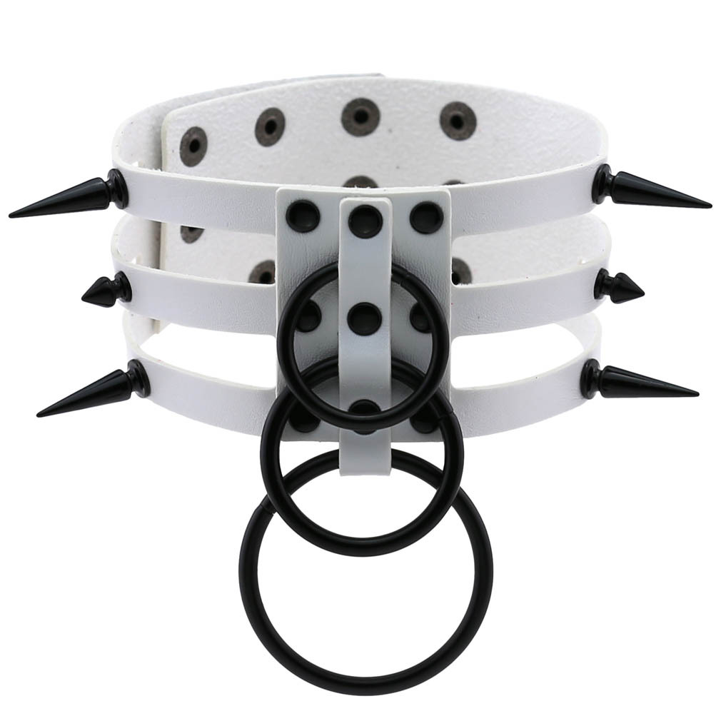 男性と女性のためのファッショナブルなレザーネックレス,黒のリ - Goth Punk Spike Choker のレビューと価格