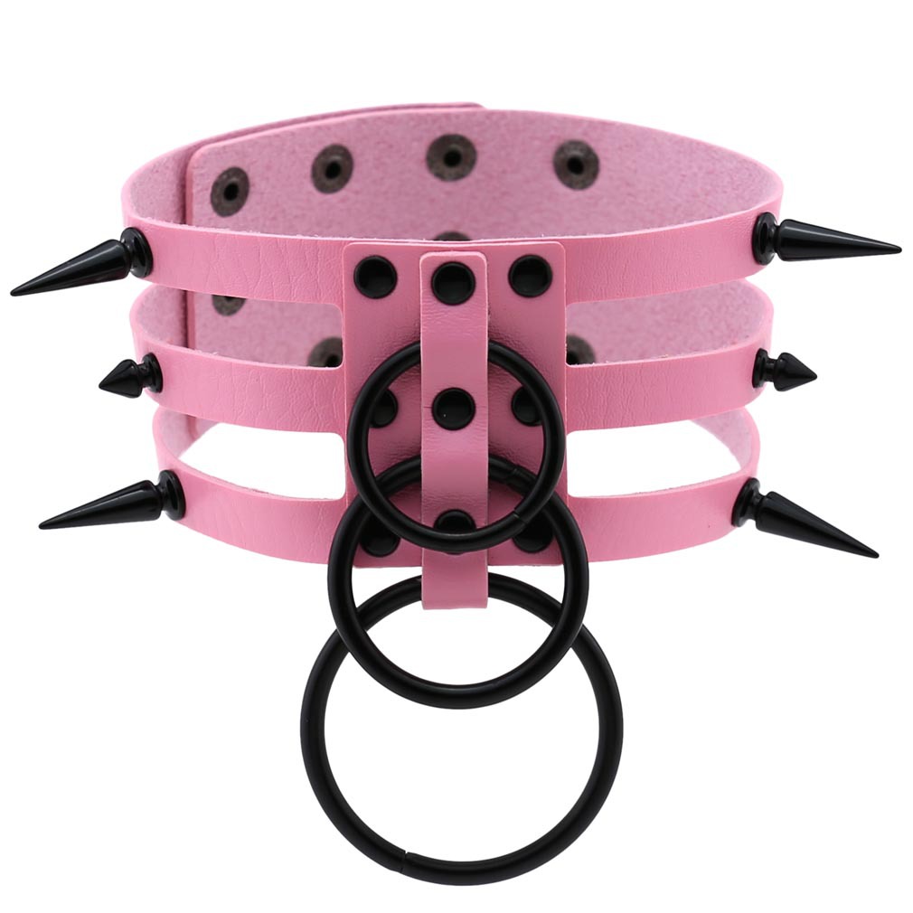 男性と女性のためのファッショナブルなレザーネックレス,黒のリ - Goth Punk Spike Choker のレビューと価格