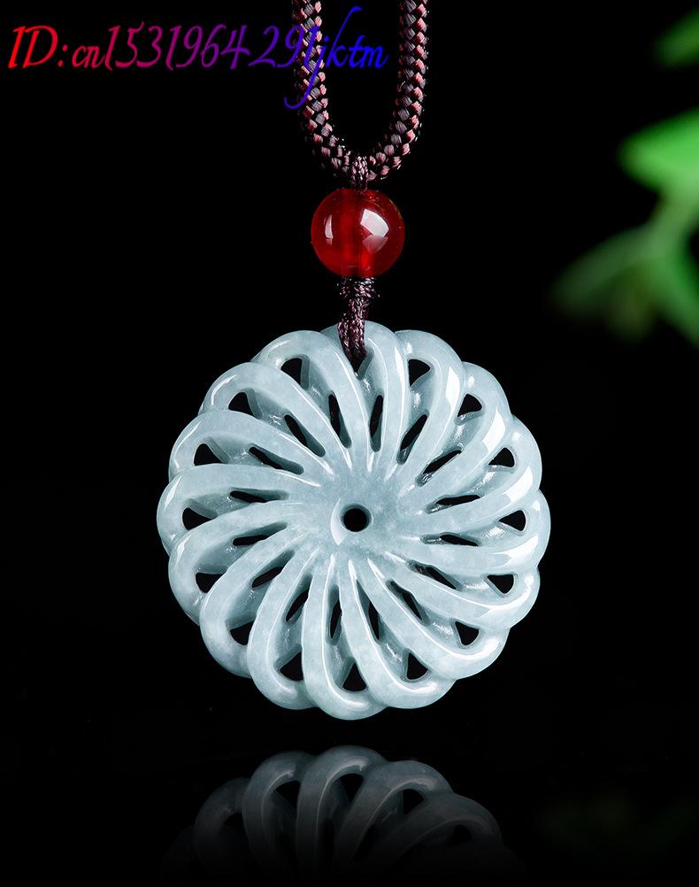 ビルマ翡翠フラワーペンダントネックレスストーンファッションア - Necklaces のレビューと価格
