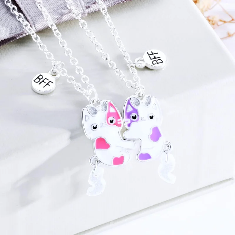 2個セット 親友ペンダントギフト 磁気で繋がる猫の友情ネック - Magnetic Couple Matching Necklaces のレビューと価格