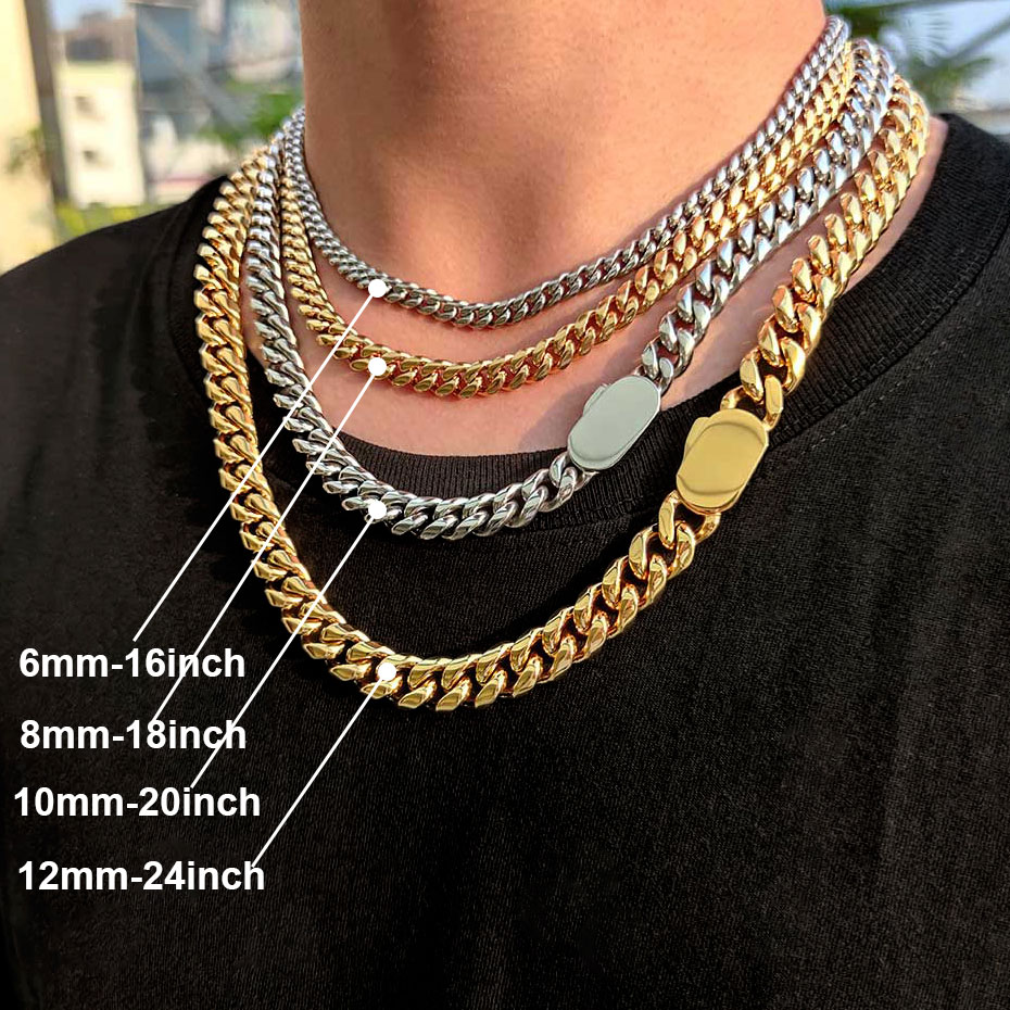 6-12 ミリメートル幅新スタイルステンレス鋼キューバチェー - Cuban Link Chain 12Mm のレビューと価格