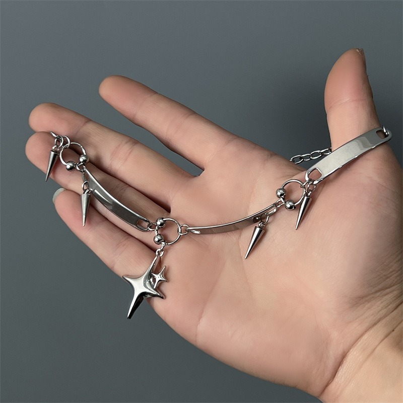 ヒップホップステンレススチールパンクスターリベットチョーカー - Goth Punk Spike Choker のレビューと価格