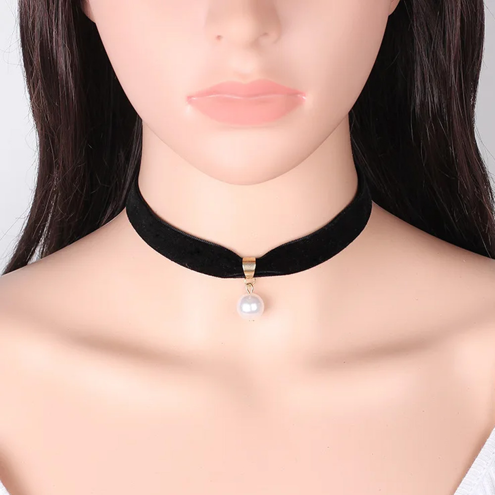 シンプルなヴィンテージパールチョーカーショートブラック鎖骨カ - Pearl Choker Necklace Vintage のレビューと価格