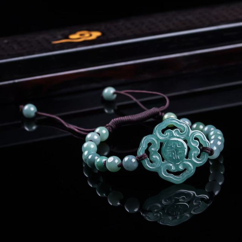 天然ジェダイトAグレードブレスレット オリジナルデザイン フ - Bracelets のレビューと価格