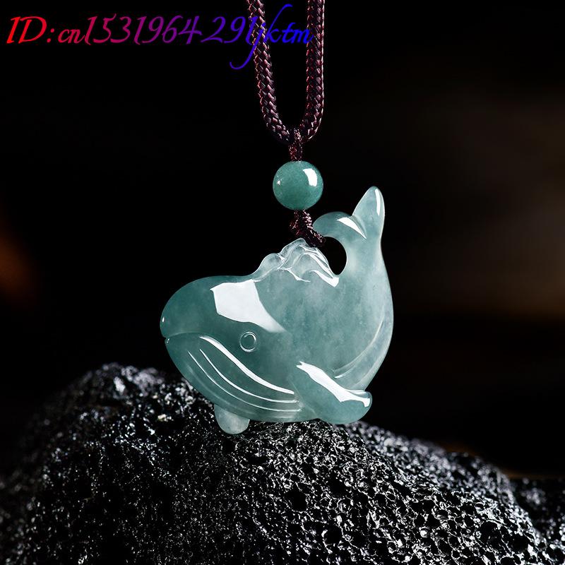 天然ビルマ翡翠クジラペンダントネックレスアクセサリー本物の翡 - Necklaces のレビューと価格