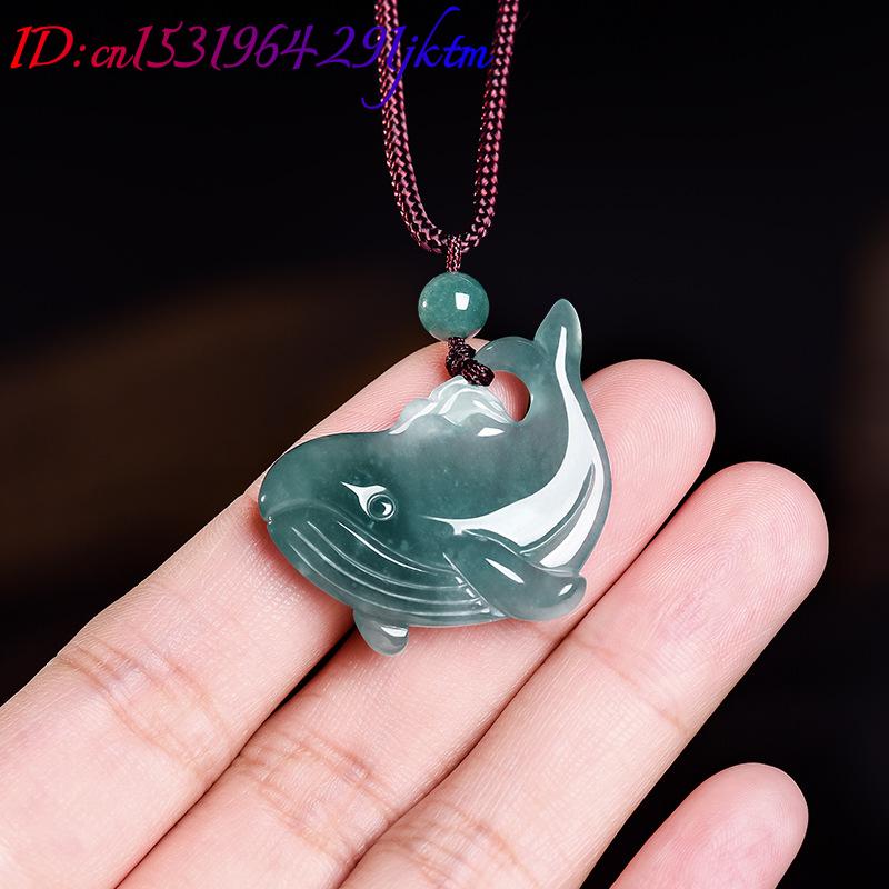 天然ビルマ翡翠クジラペンダントネックレスアクセサリー本物の翡 - Necklaces のレビューと価格