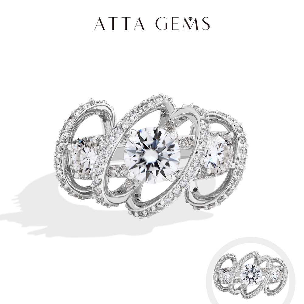 ATTAGEMS スリーストーンクラスター モアサナイトリン - Moissanite Engagement Ring 1 Carat のレビューと価格