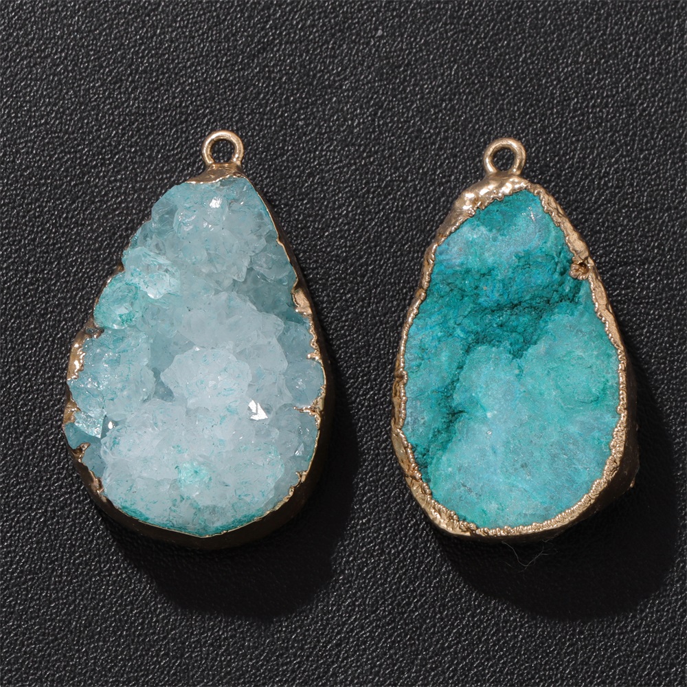 1PC 天然瑪瑙ジオードペンダント 25 × 38 ミリメー - Crystal Pendant Necklace Natural Stone のレビューと価格
