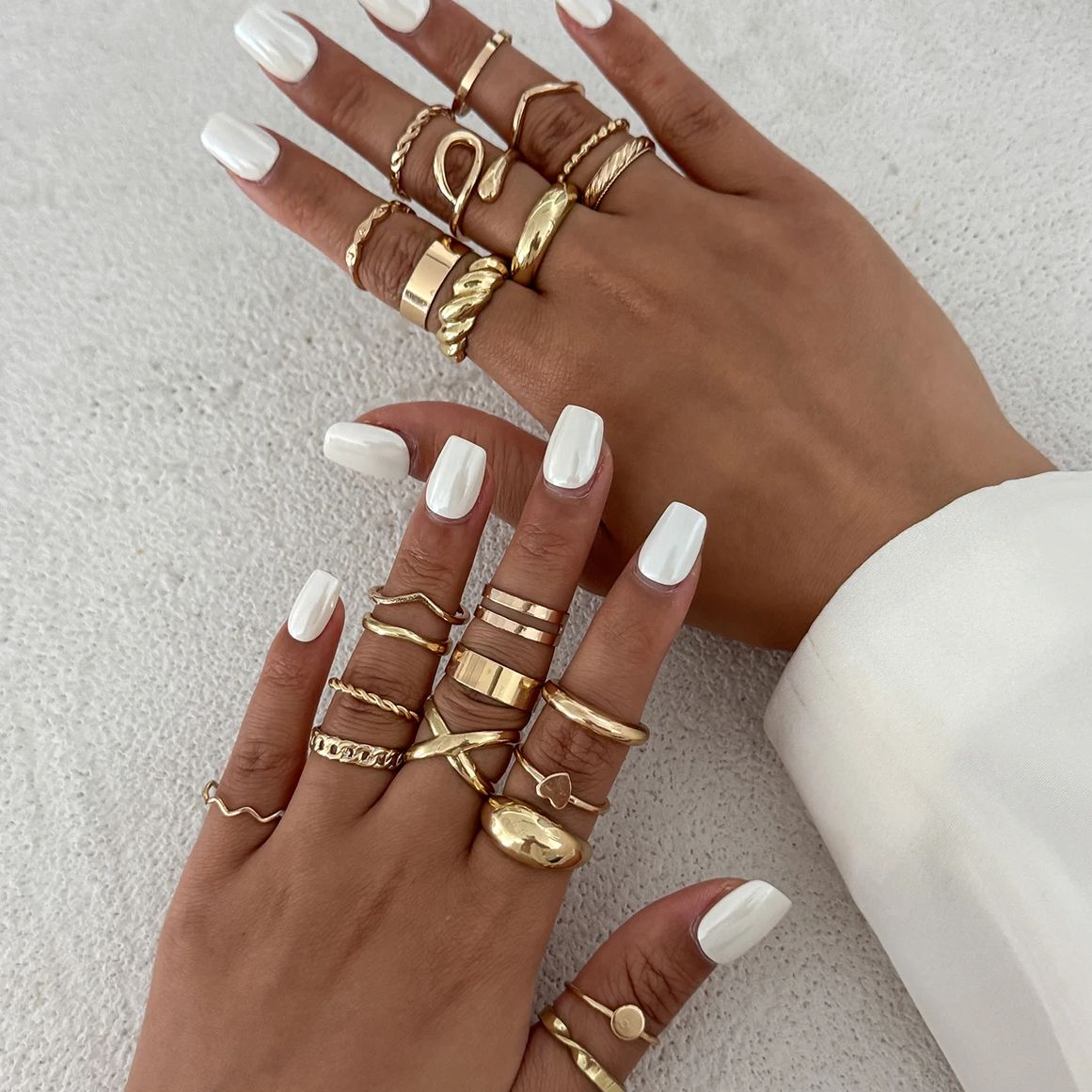 KunJoe 24 ピース/セットトレンディな不規則な幾何学 - Vintage Punk Knuckle Rings Set のレビューと価格