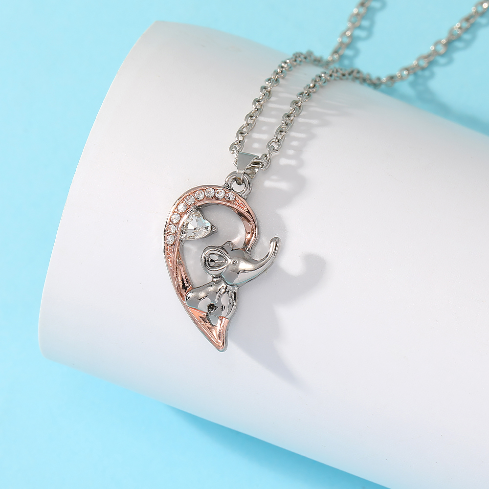 2個セット マグネット式 ハートと象のカップルネックレス ツ - Magnetic Couple Matching Necklaces のレビューと価格