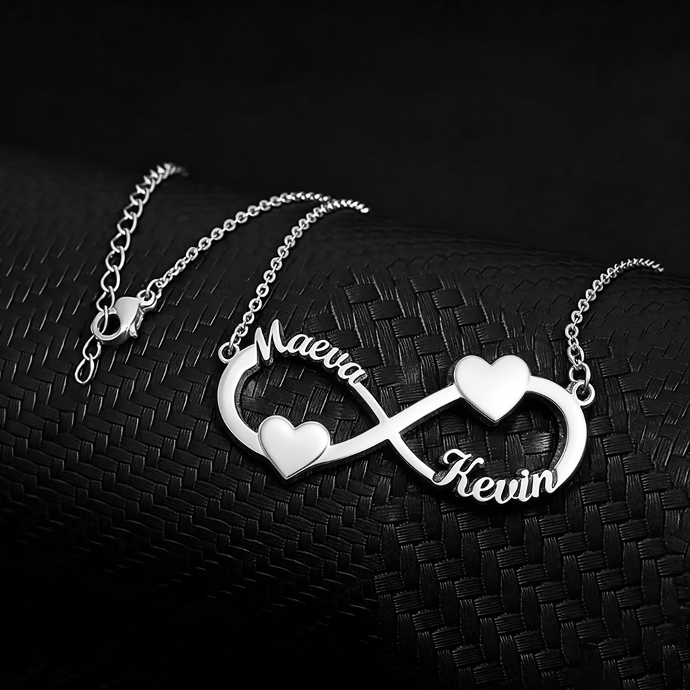 カスタムネームネックレス インフィニティハートペンダント ス - Custom Name Necklace Stainless Steel のレビューと価格