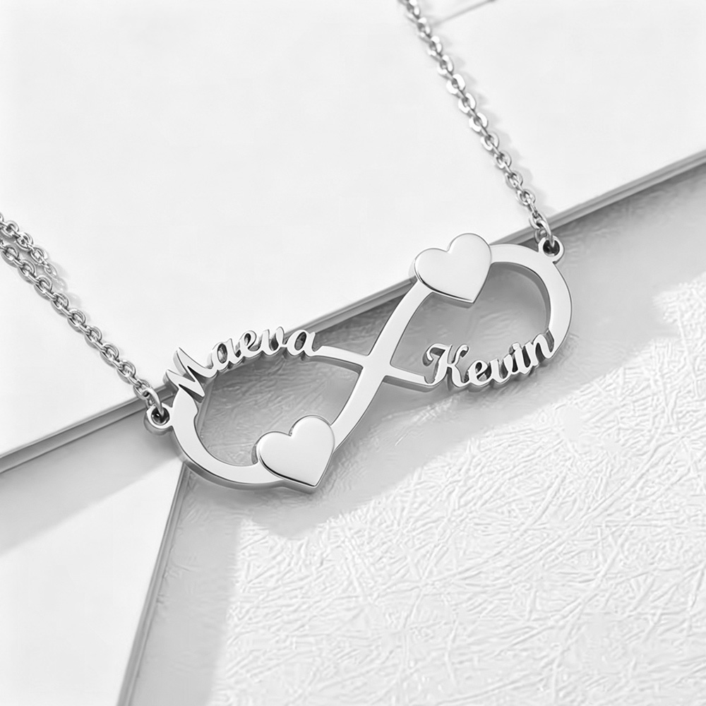 カスタムネームネックレス インフィニティハートペンダント ス - Custom Name Necklace Stainless Steel のレビューと価格