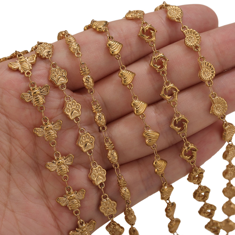 1M PVDゴールドステンレススチール製ハートスターフラワー - Body Jewelry のレビューと価格