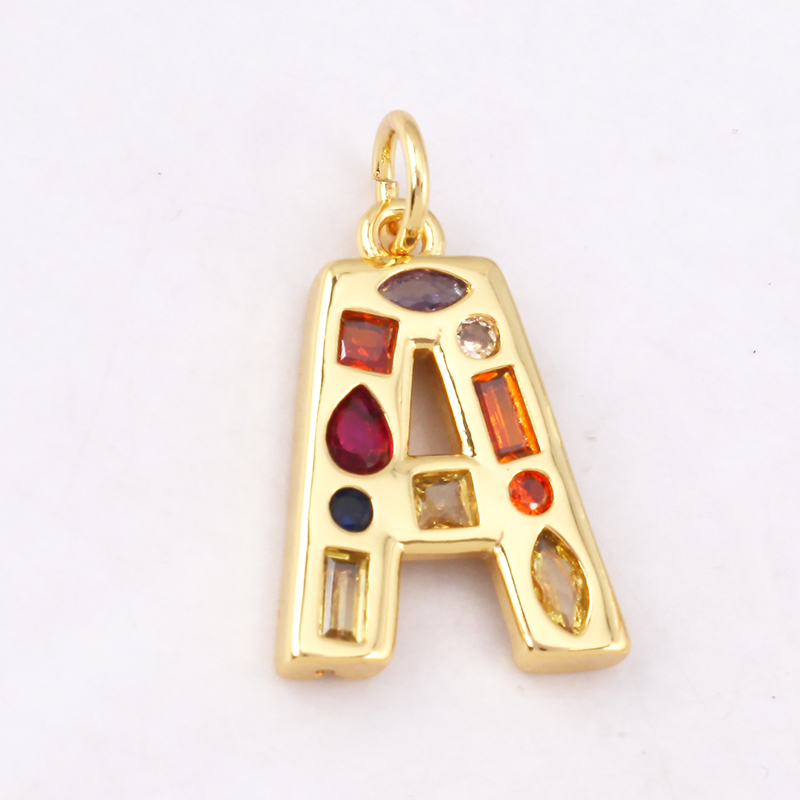 ファッションカラフルジルコン本物の18K金メッキイニシャルネ - Initial Letter Necklace 18K Gold のレビューと価格