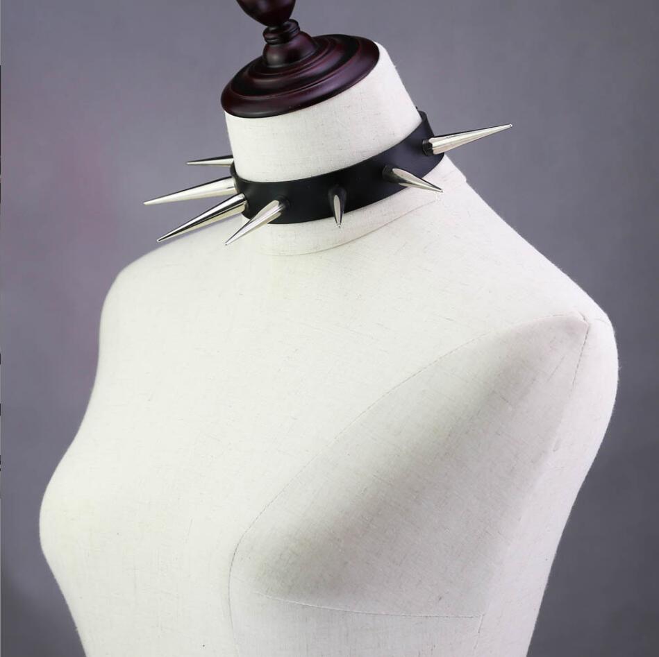 エモスパイクチョーカーパンク首輪女性女性男性黒革スタッズリベ - Goth Punk Spike Choker のレビューと価格