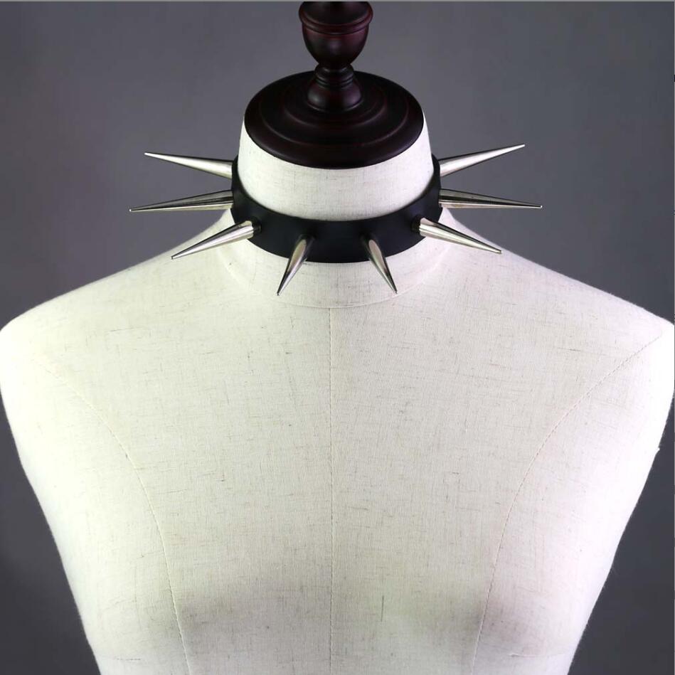 エモスパイクチョーカーパンク首輪女性女性男性黒革スタッズリベ - Goth Punk Spike Choker のレビューと価格