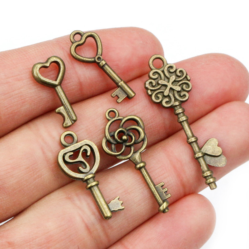 40個キーチャームペンダントアンティークブロンズメッキ遅いハ - Heart Locket Necklace Photo のレビューと価格