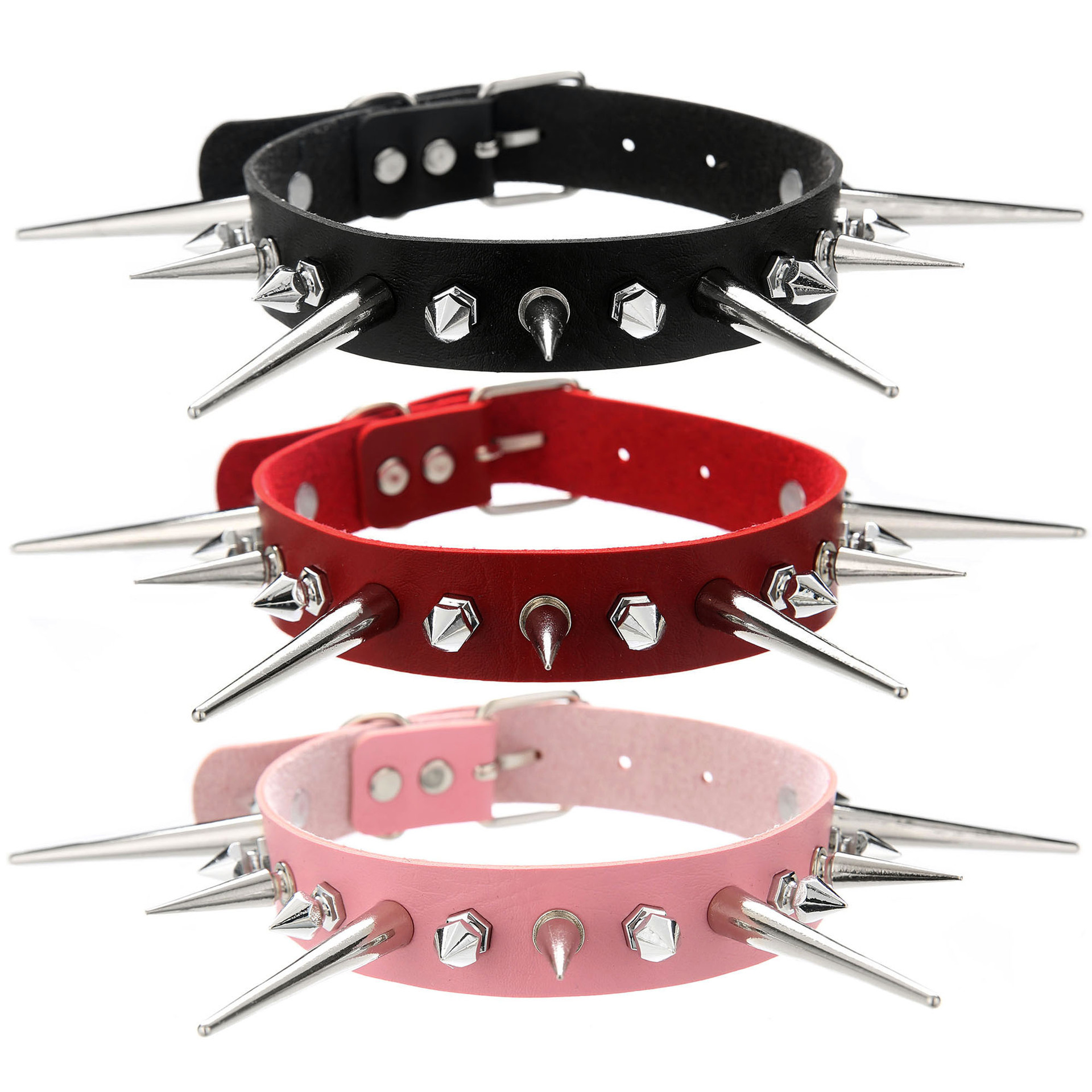 Kmvexo-男性と女性のためのロングスパイクネックレス,フ - Goth Punk Spike Choker のレビューと価格