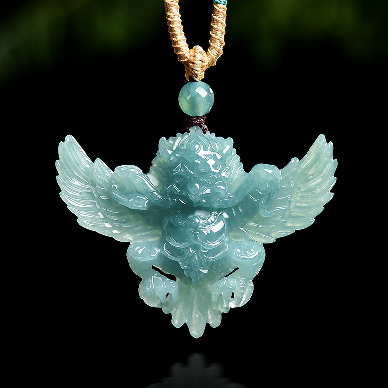 本物の天然エメラルドジェイド ブルーウォーター ガルーダ ロ - Necklaces のレビューと価格