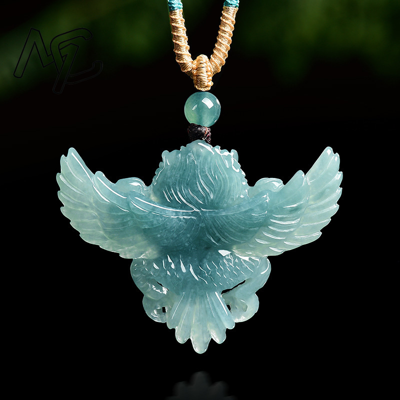 本物の天然エメラルドジェイド ブルーウォーター ガルーダ ロ - Necklaces のレビューと価格