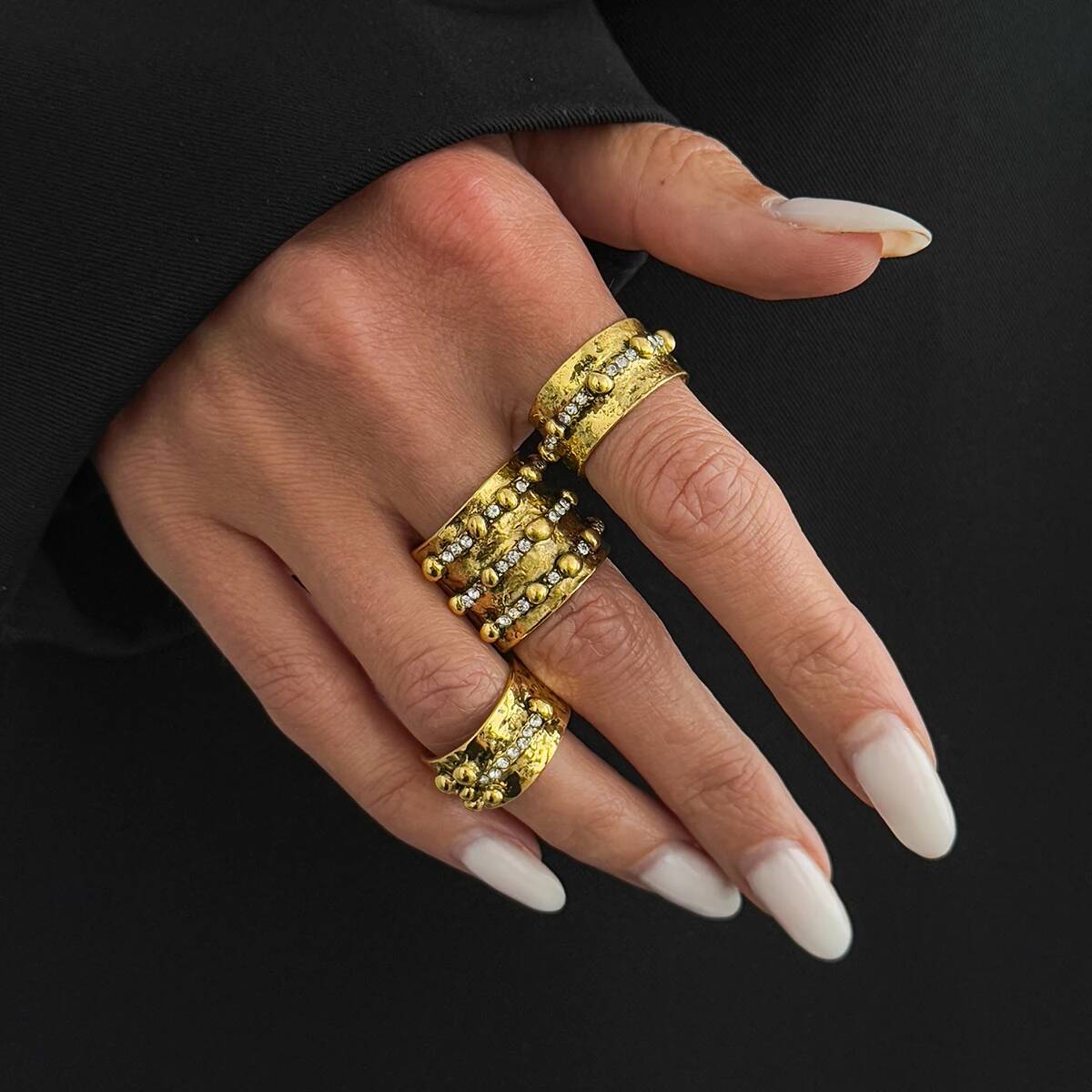 Ingemark 3 個ヴィンテージインレイラインストーン調 - Vintage Punk Knuckle Rings Set のレビューと価格