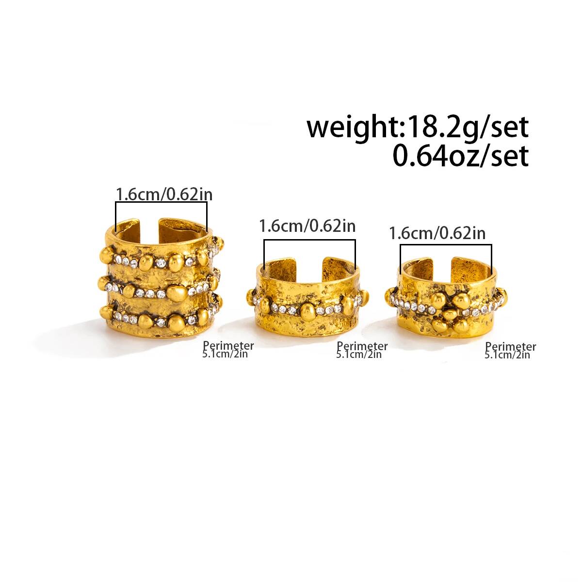 Ingemark 3 個ヴィンテージインレイラインストーン調 - Vintage Punk Knuckle Rings Set のレビューと価格