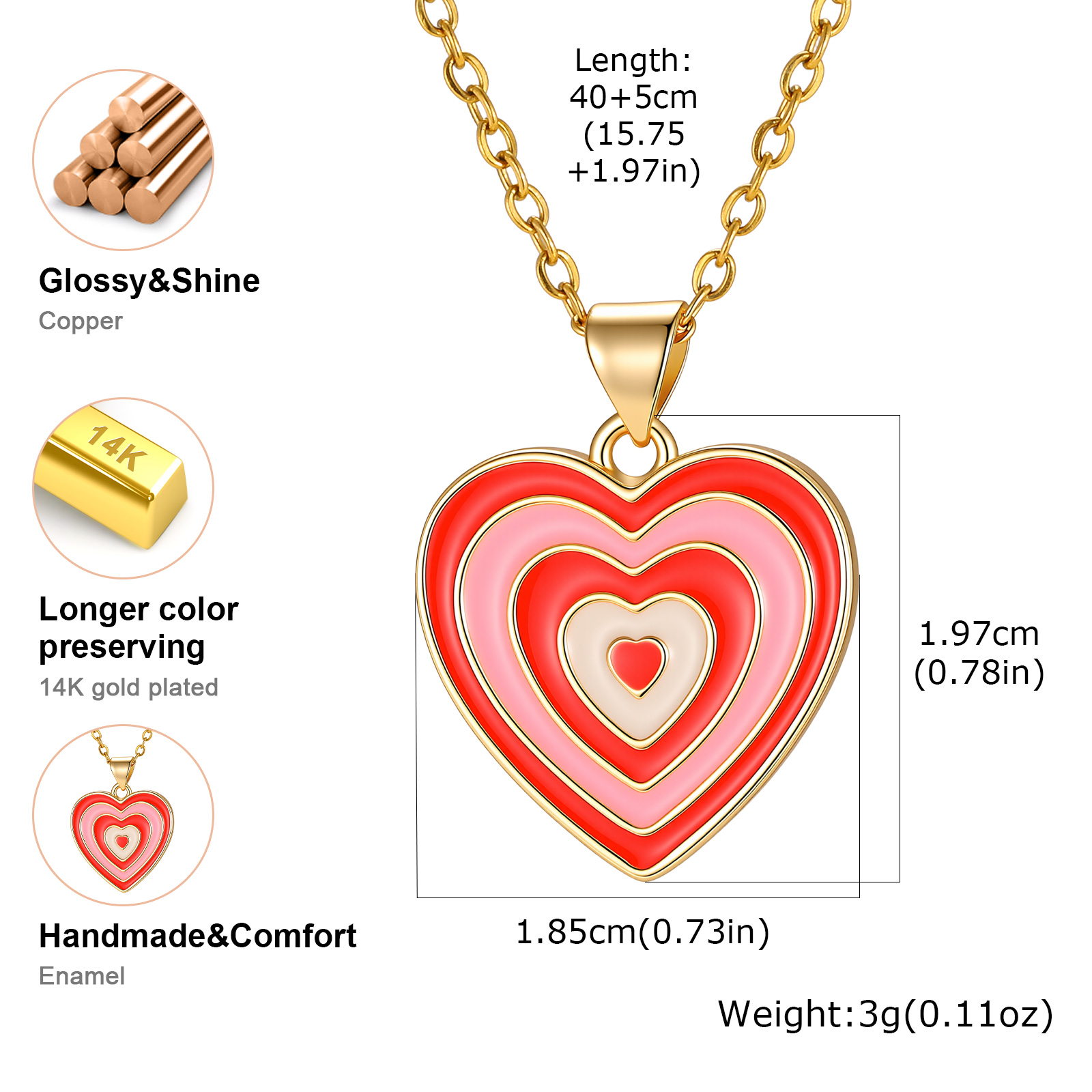 Y2Kスタイルのレイヤードエナメルハートペンダントネックレス - Layered Pendant Necklace Aesthetic のレビューと価格
