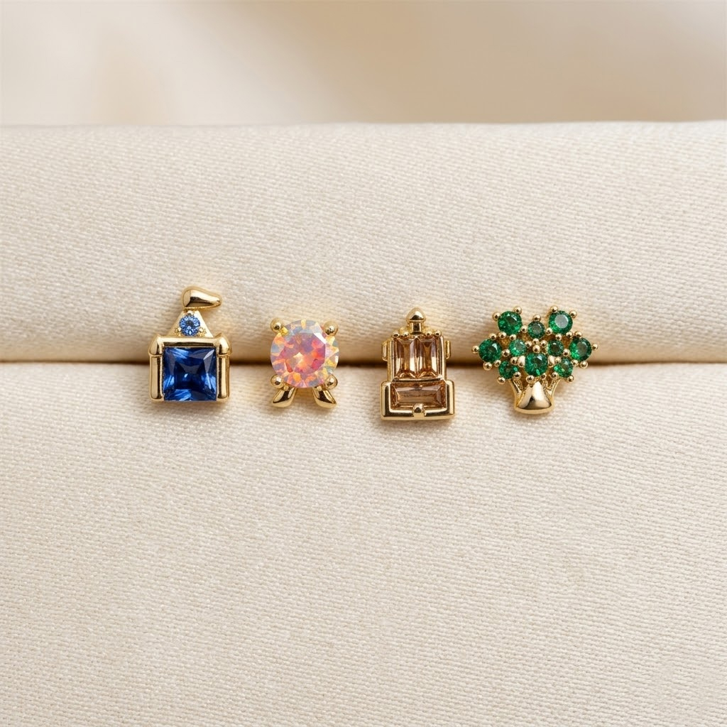 新しい絶妙なかわいい遊園地スタッドピアス女性ガールズファッシ - Earrings のレビューと価格