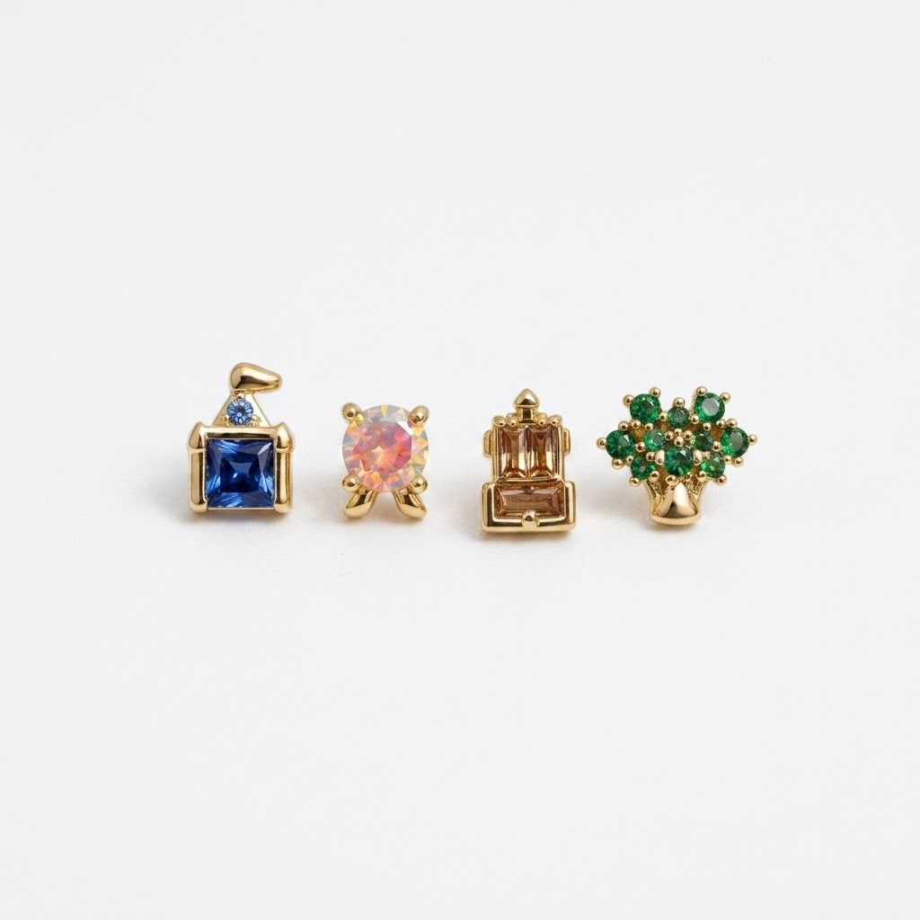 新しい絶妙なかわいい遊園地スタッドピアス女性ガールズファッシ - Earrings のレビューと価格