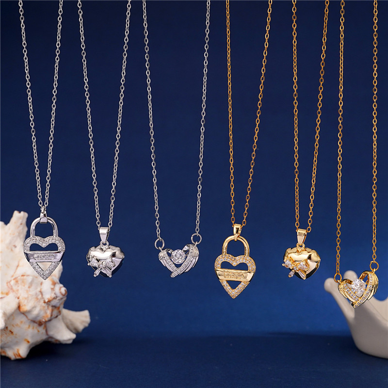 女性と女の子のための高級ネックレス,幾何学的なチョーカー,ス - Heart Locket Necklace Photo のレビューと価格