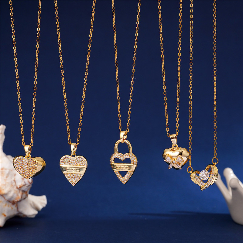 女性と女の子のための高級ネックレス,幾何学的なチョーカー,ス - Heart Locket Necklace Photo のレビューと価格